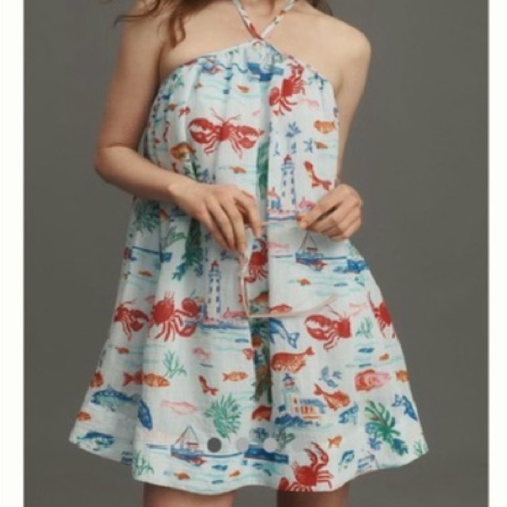 Anthropologie Lobster Print Swing dress